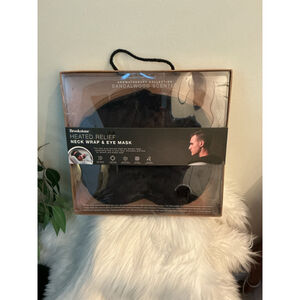 Brookstone Heated Relief Neck Wrap & Eye Mask Set — Sandalwood Scented